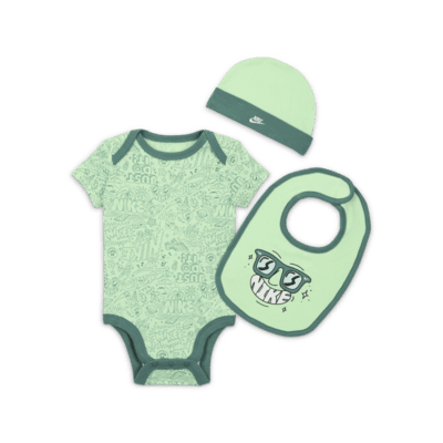 Nike Adventure Doodle Baby 0 9M 3 Piece Bodysuit Box Set. Nike LU